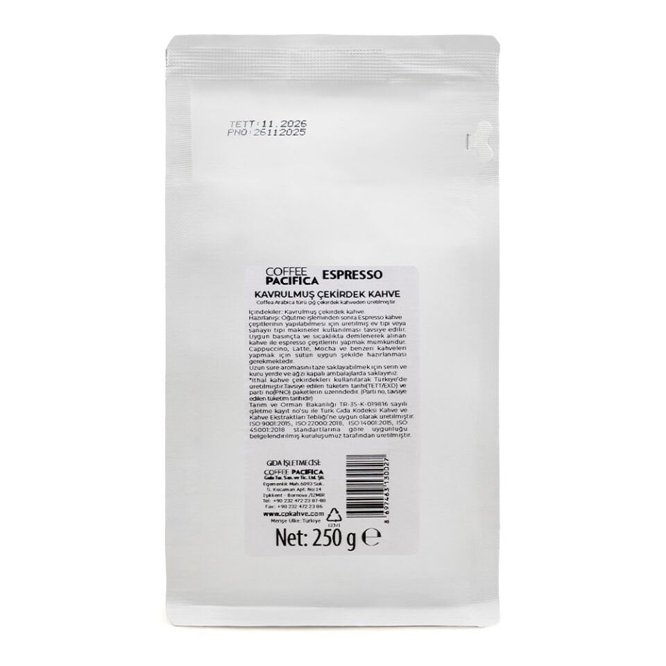 Coffee Pacifica Espresso Çekirdek Kahve (250 gr)