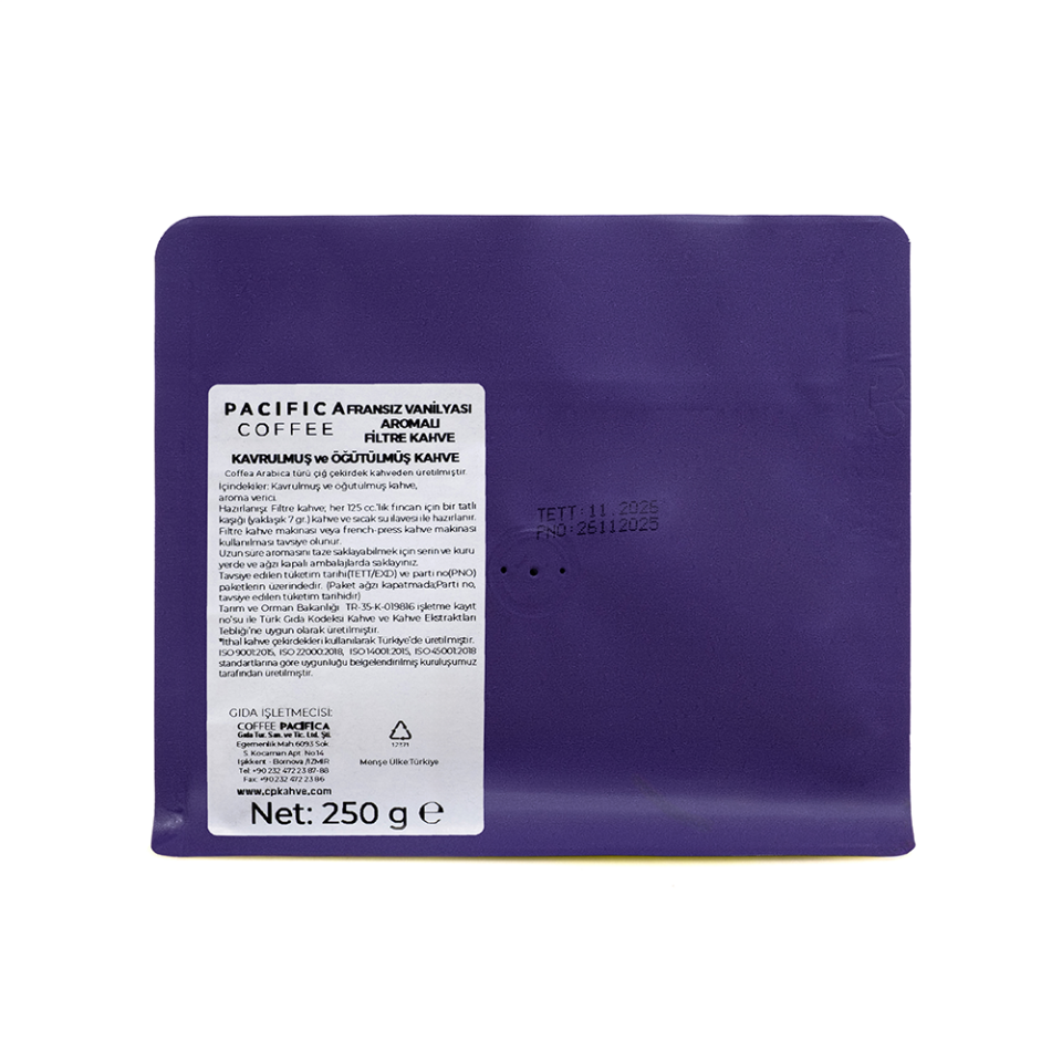 Coffee Pacifica French Vanilla Aromalı Filtre Kahve (250 gr)