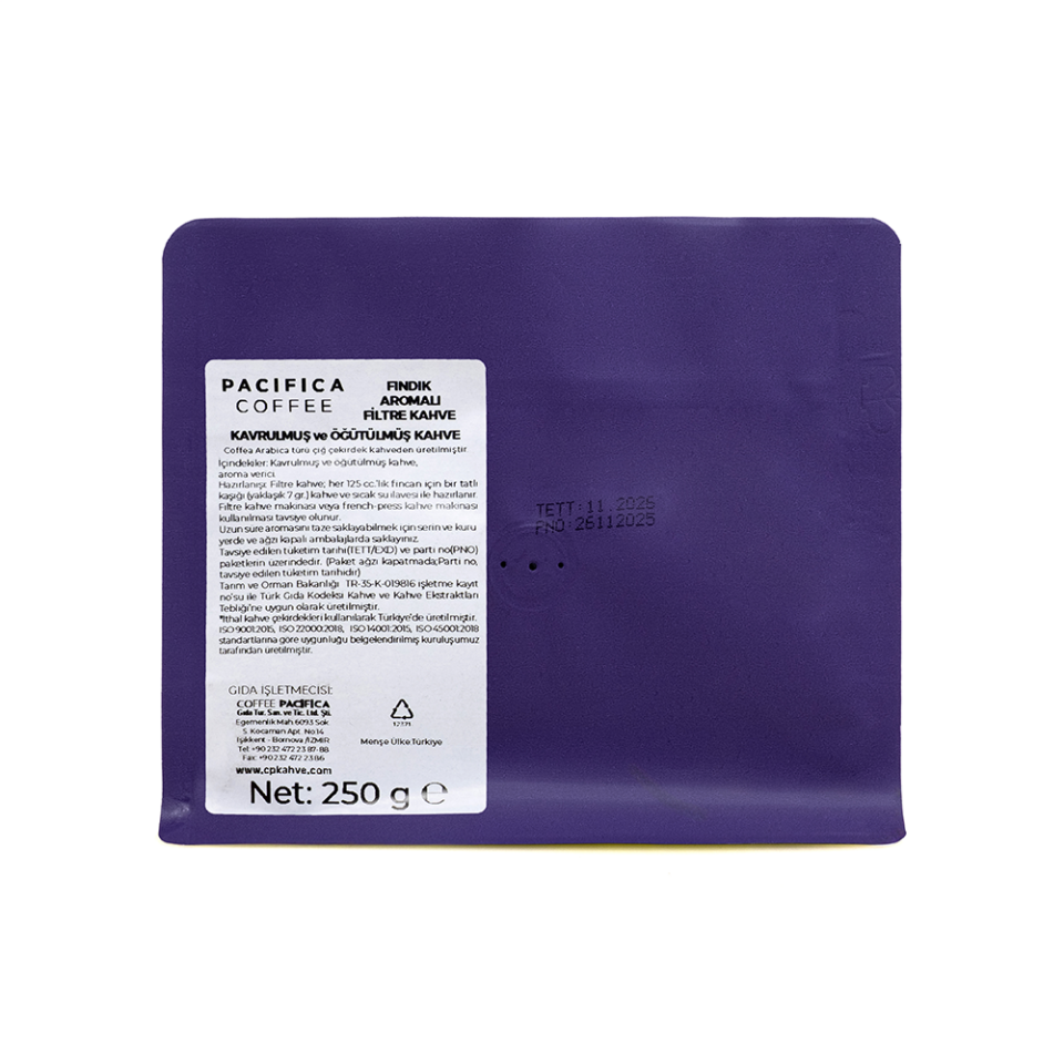 Coffee Pacifica Hazelnut Aromalı Filtre Kahve (250 gr)