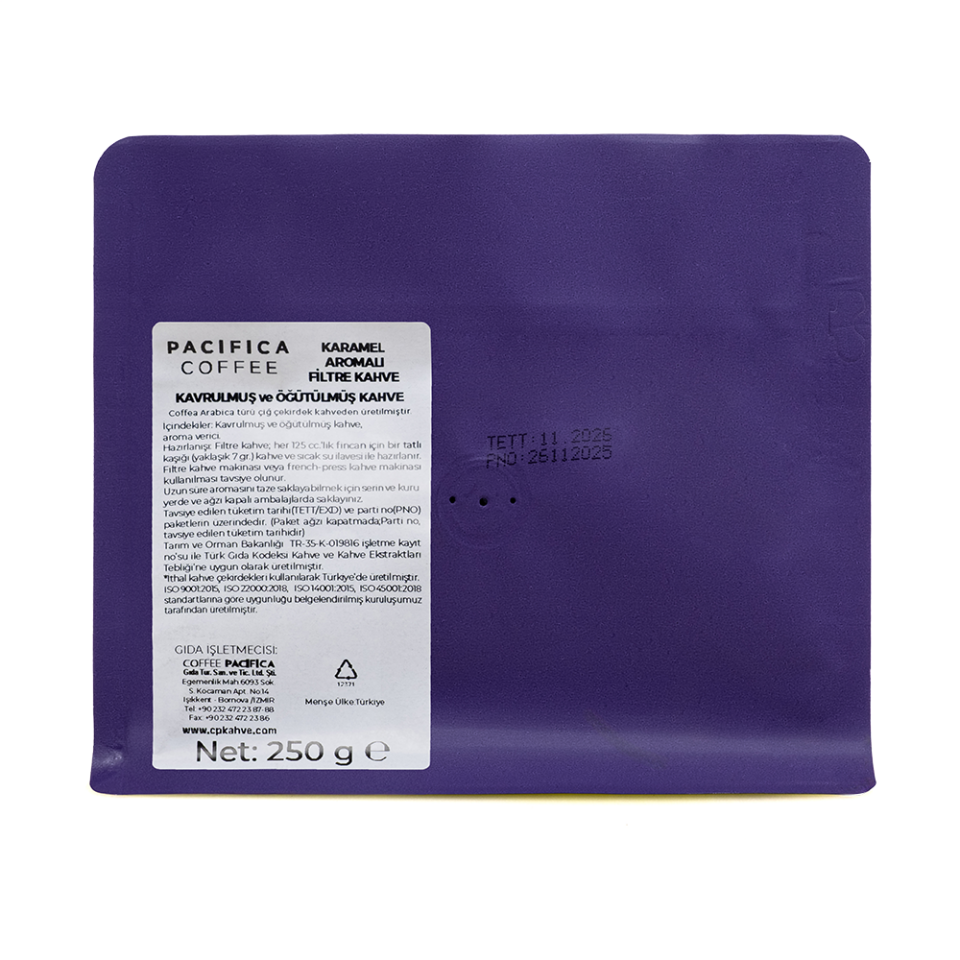 Pacifica Coffee Karamel Aromalı Filtre Kahve (250 gr Poşet)