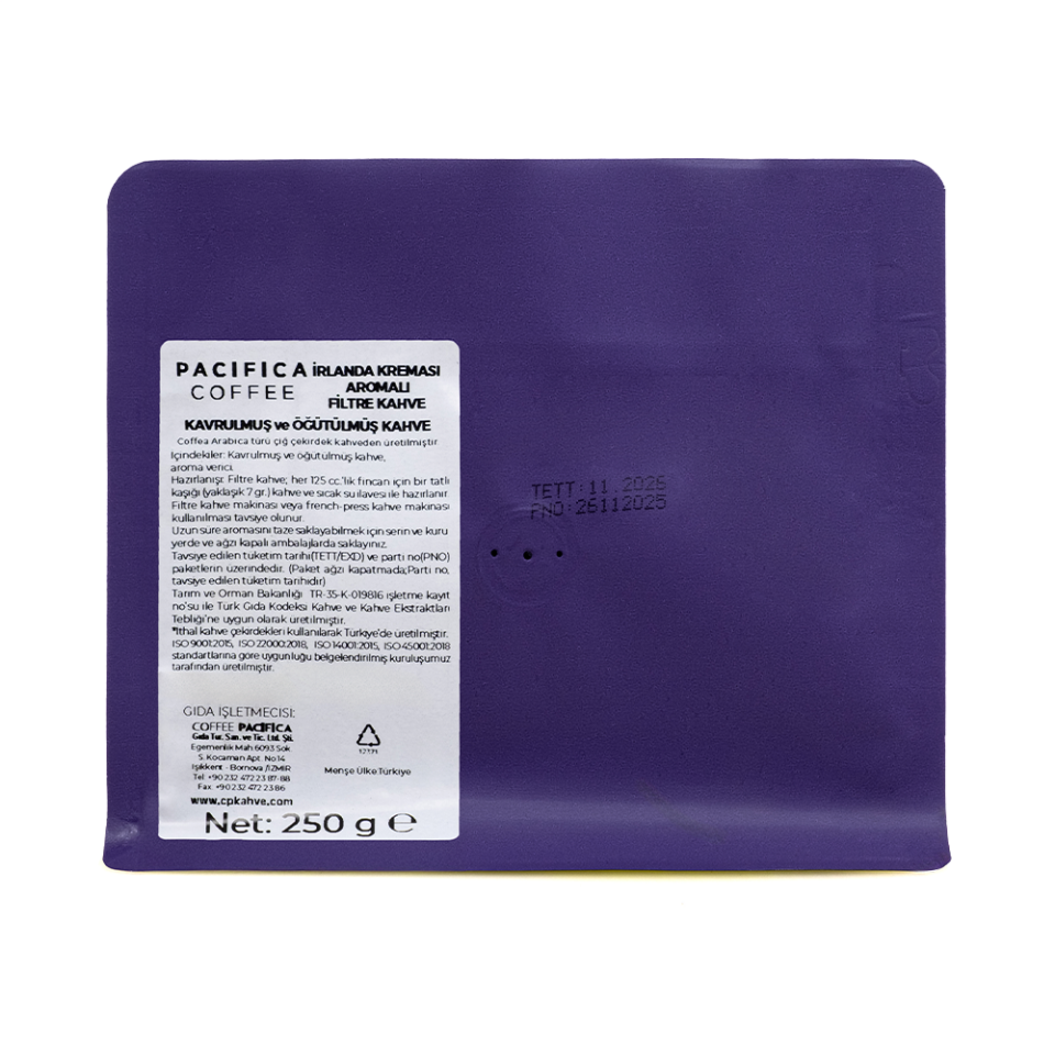 Pacifica Coffee Irish Cream Aromalı Kahve (250 gr Poşet)