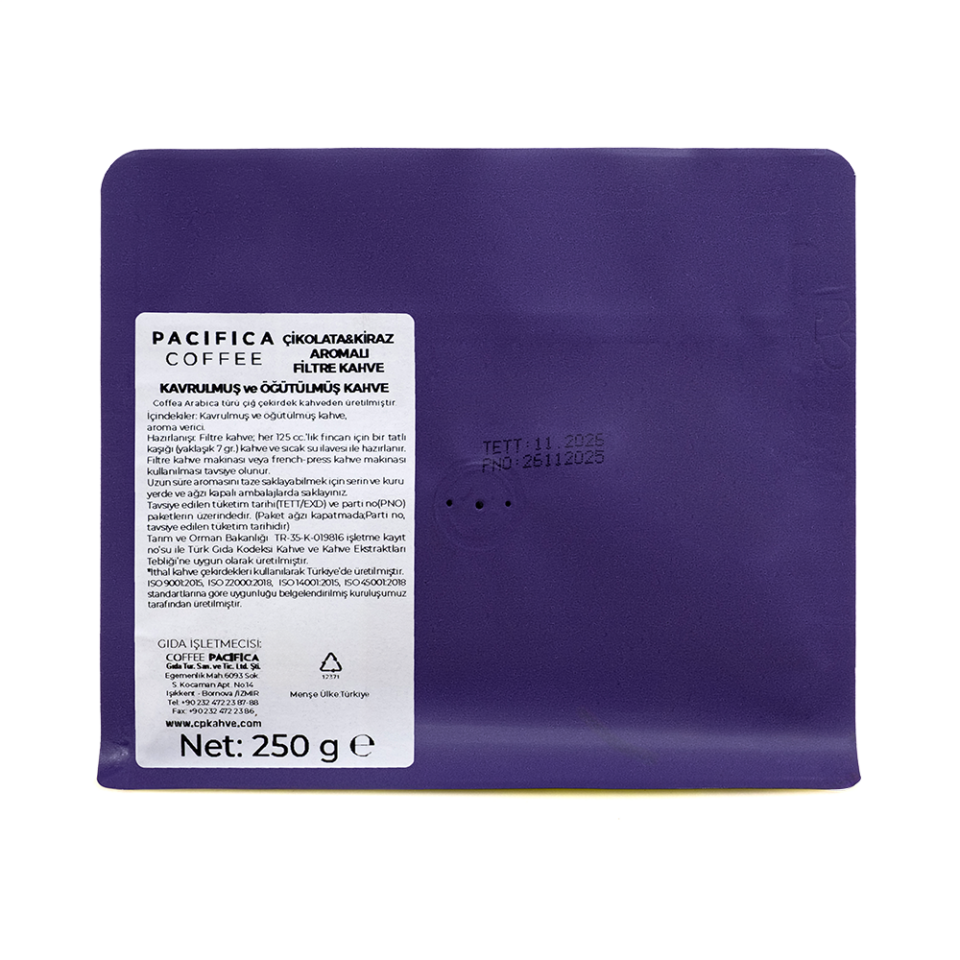 Pacifica Coffee Choco Cherry Aromalı Kahve (250 gr Poşet)