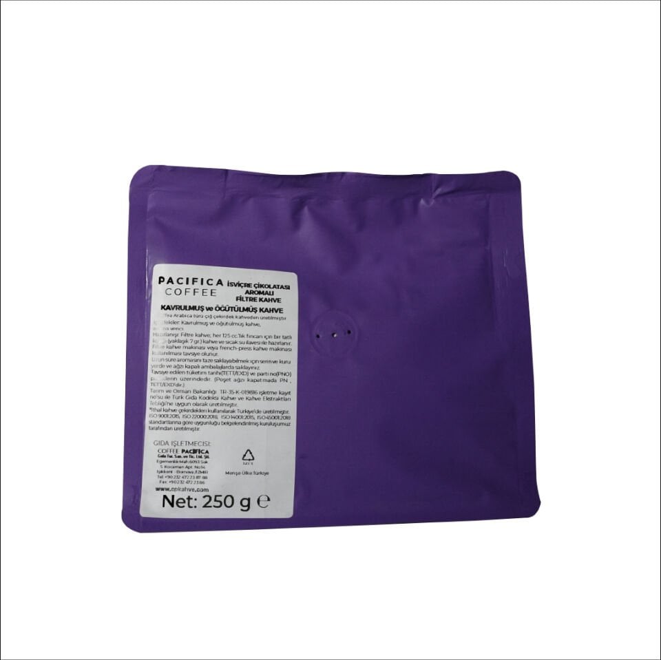 Pacifica Coffee Swiss Chocolate Aromalı Kahve (250 gr Poşet)