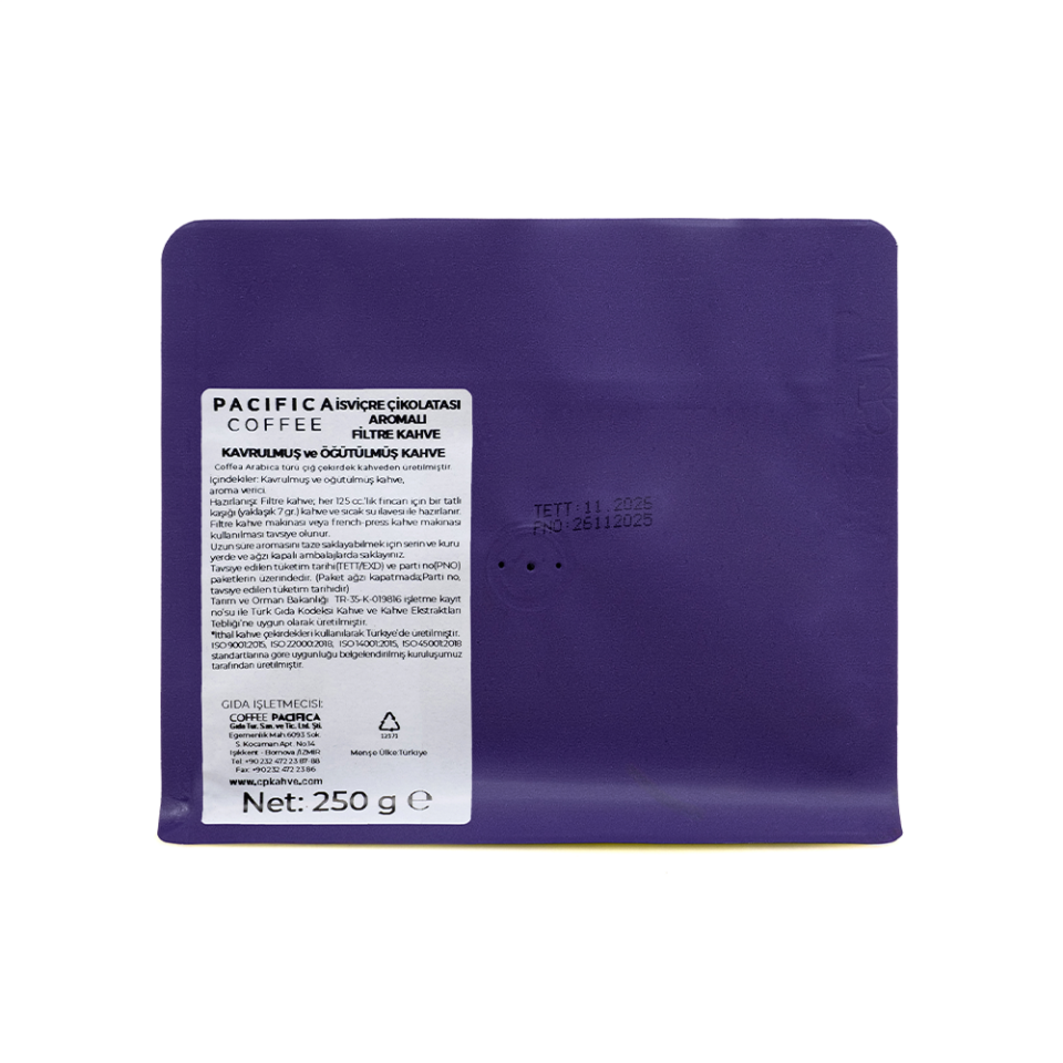 Coffee Pacifica Swiss Chocolate Aromalı Filtre Kahve (250 gr)