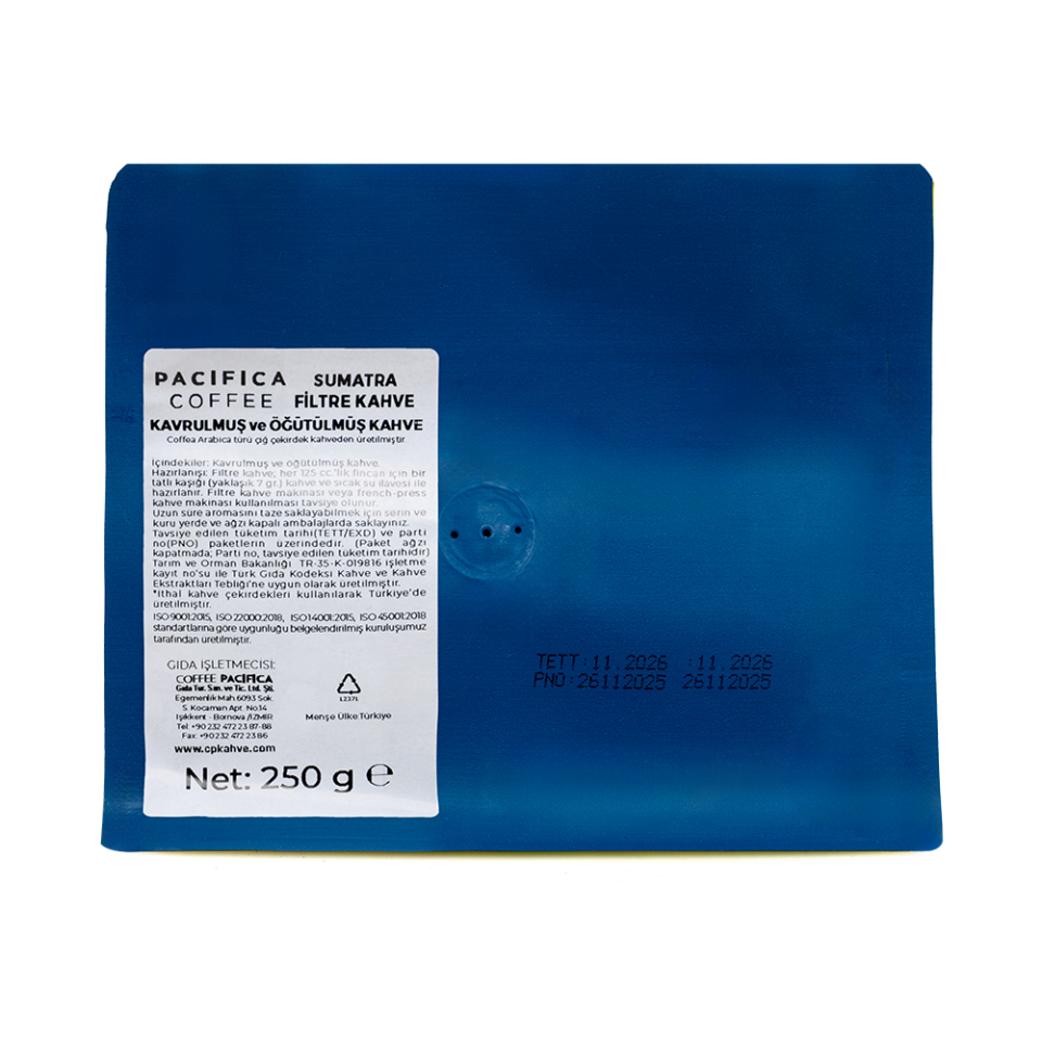 Pacifica Coffee Sumatra Origin Kahve Öğütülmüş (250 gr)