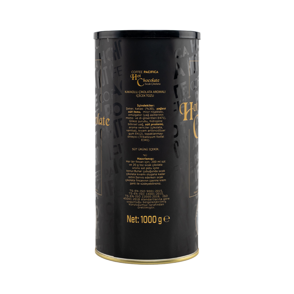 Pacifica Coffee Sıcak Çikolata Toz Karışım (1000 gr-Teneke)