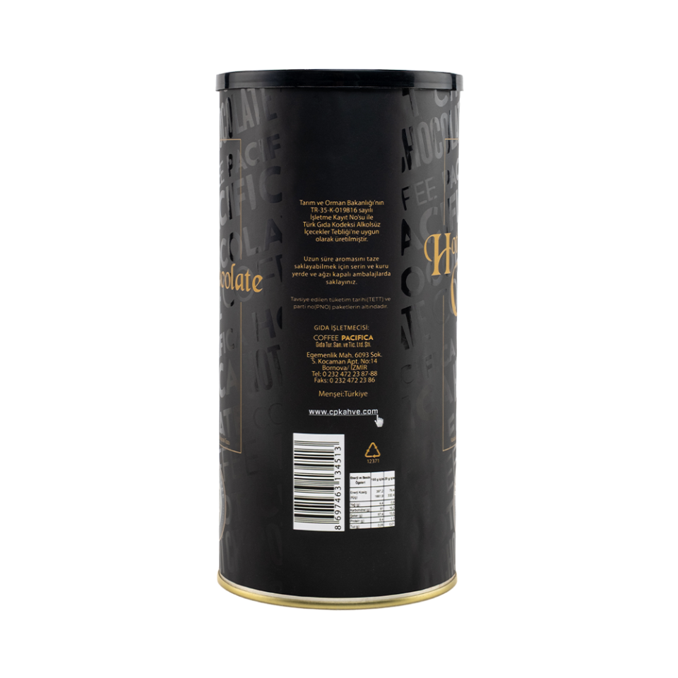 Pacifica Coffee Sıcak Çikolata Toz Karışım (1000 gr-Teneke)