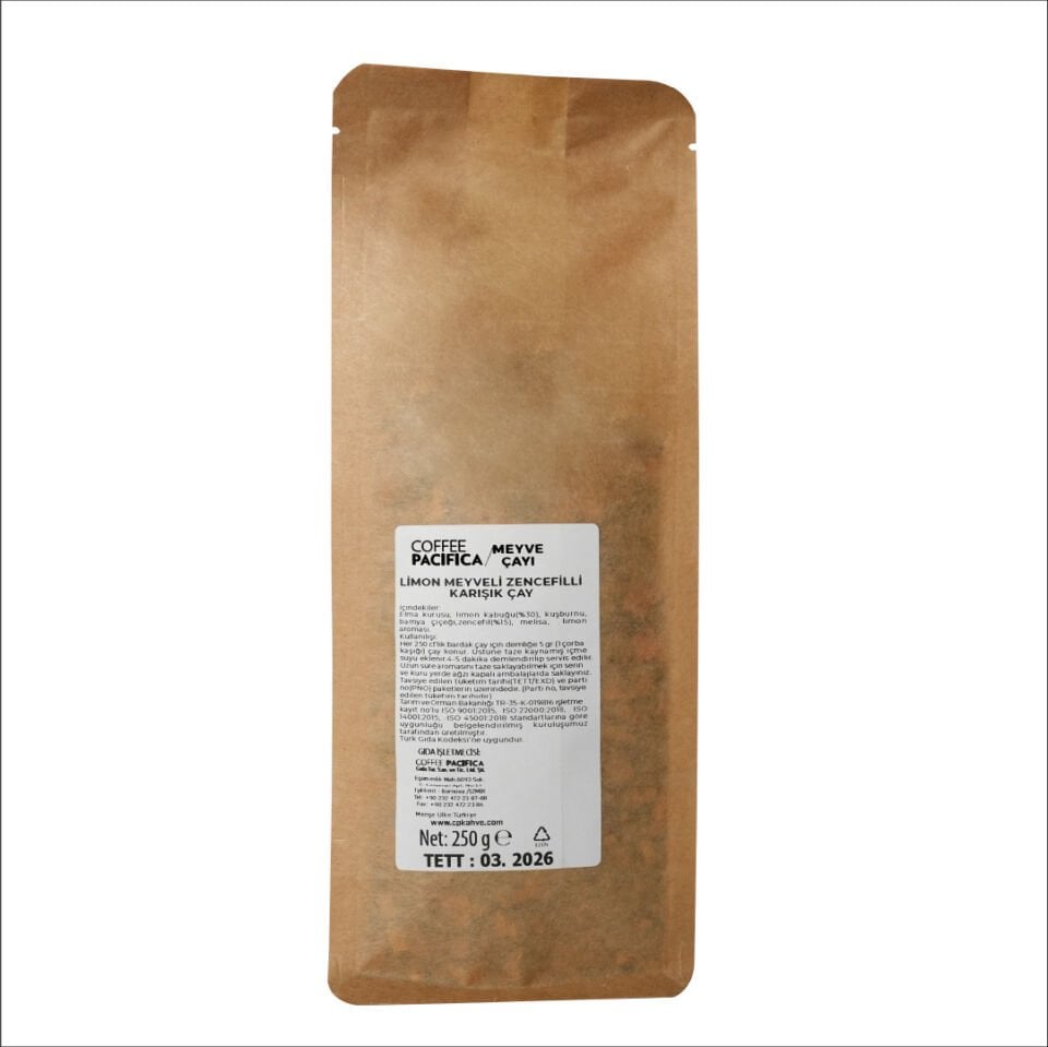 PACIFICA COFFEE ÇAY LİMON & ZENCEFİL PŞT. 250 GR